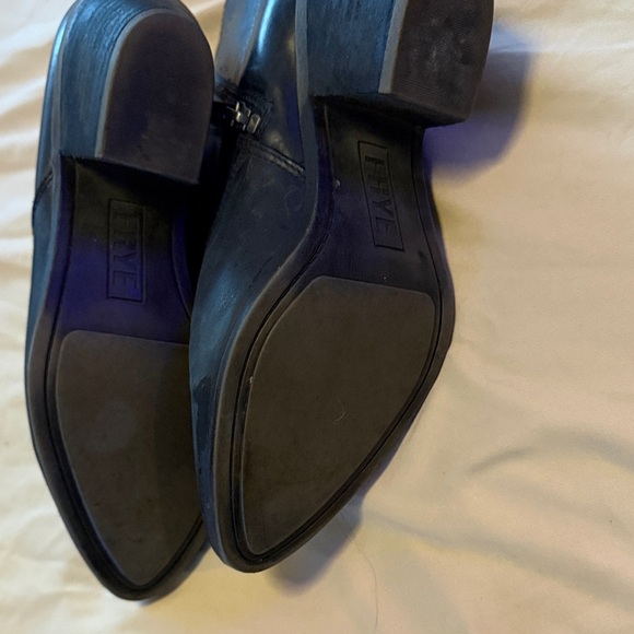 Frye Black Leather Ankle Booties with Stacked Heel - Picture 4 of 5